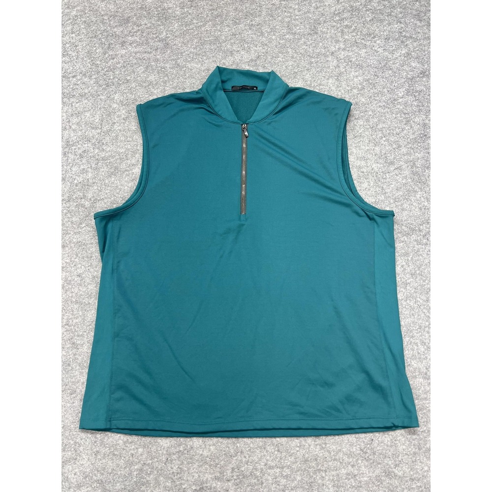 Greyson Vest Mens XL Blue Sleeveless 1/4 Zip Mock Neck Golf Stretch Jersey